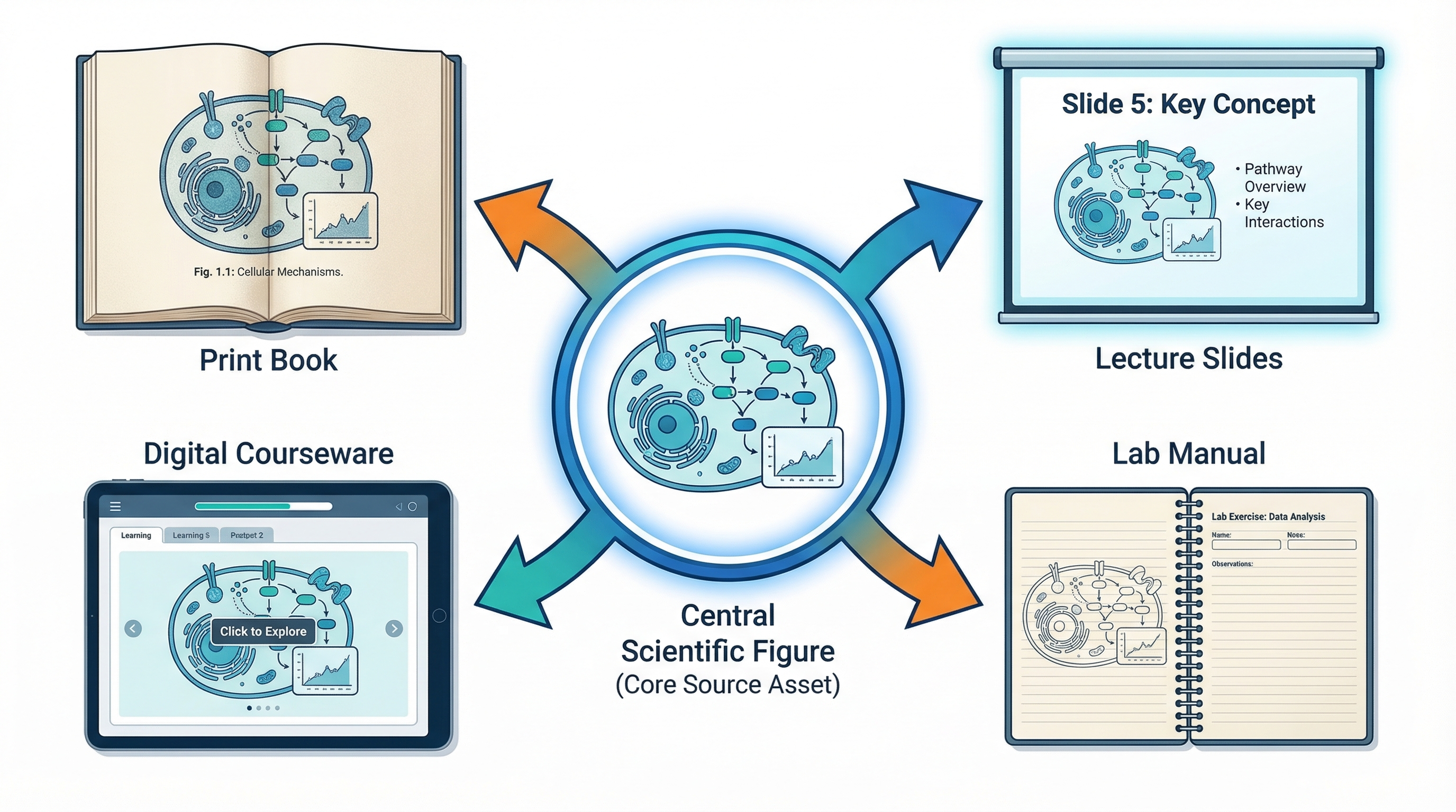 Riutilizzo tra stampa, slide e materiale didattico digitale