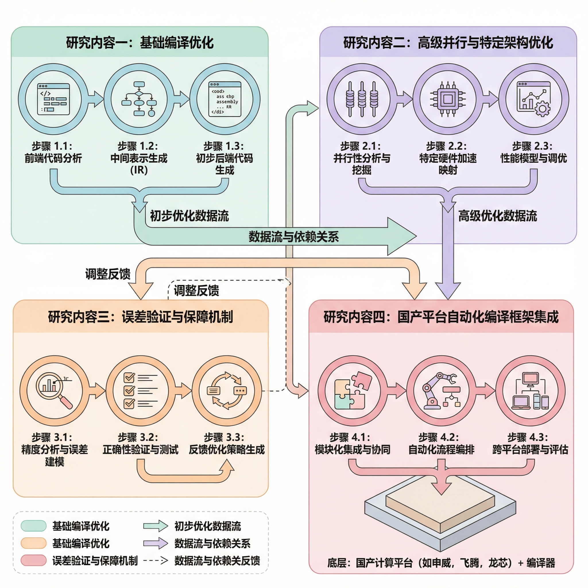 The overall framework consists of four research areas, ea... | SciDraw ...