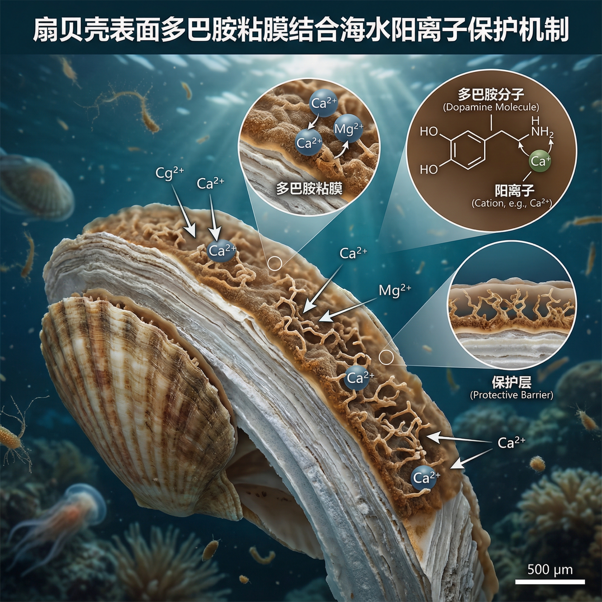 Scallop Shell Under Microscope Generate an image of a scallop in seawater utilizing a do... | SciDraw ...