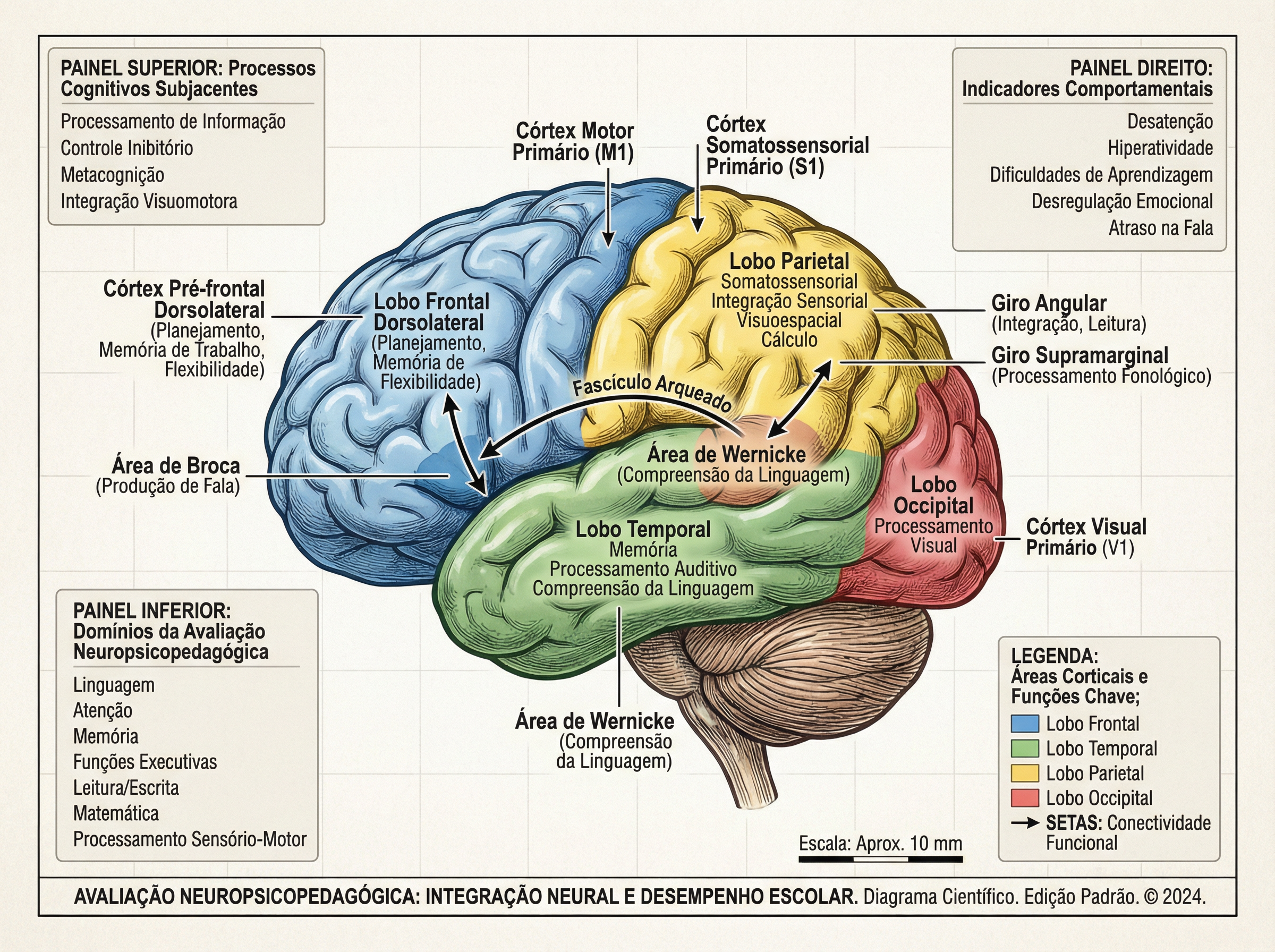 A diagram showing the cortical areas evaluated by a neuro... | SciDraw ...