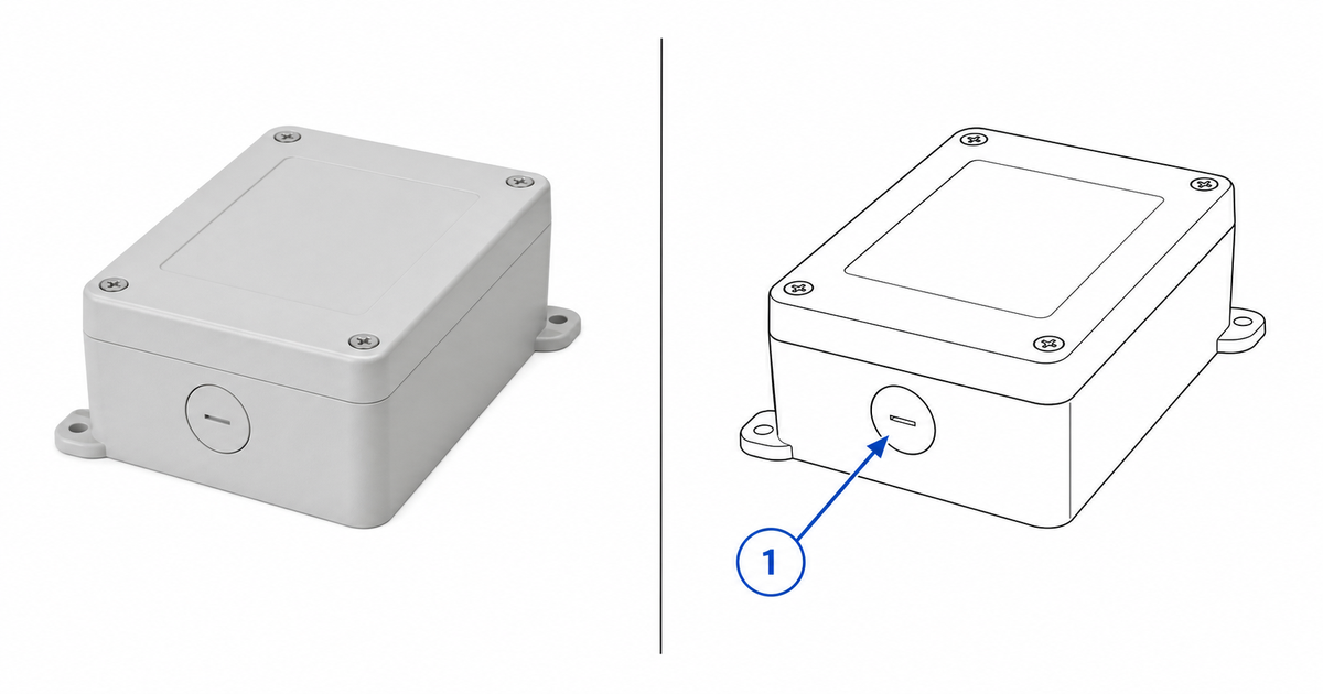 Comparación lado a lado de foto y dibujo lineal para un paso de manual