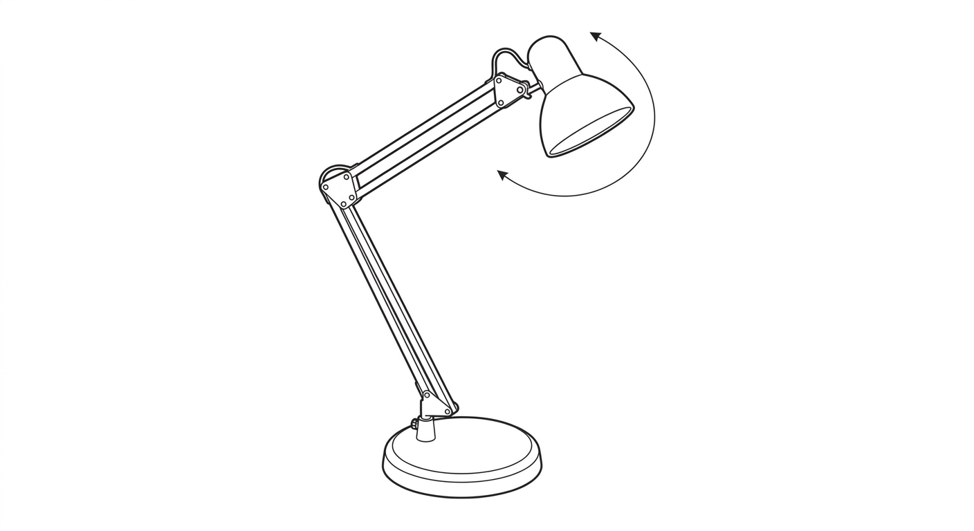 Raster line drawing of a desk lamp, generated as a PNG