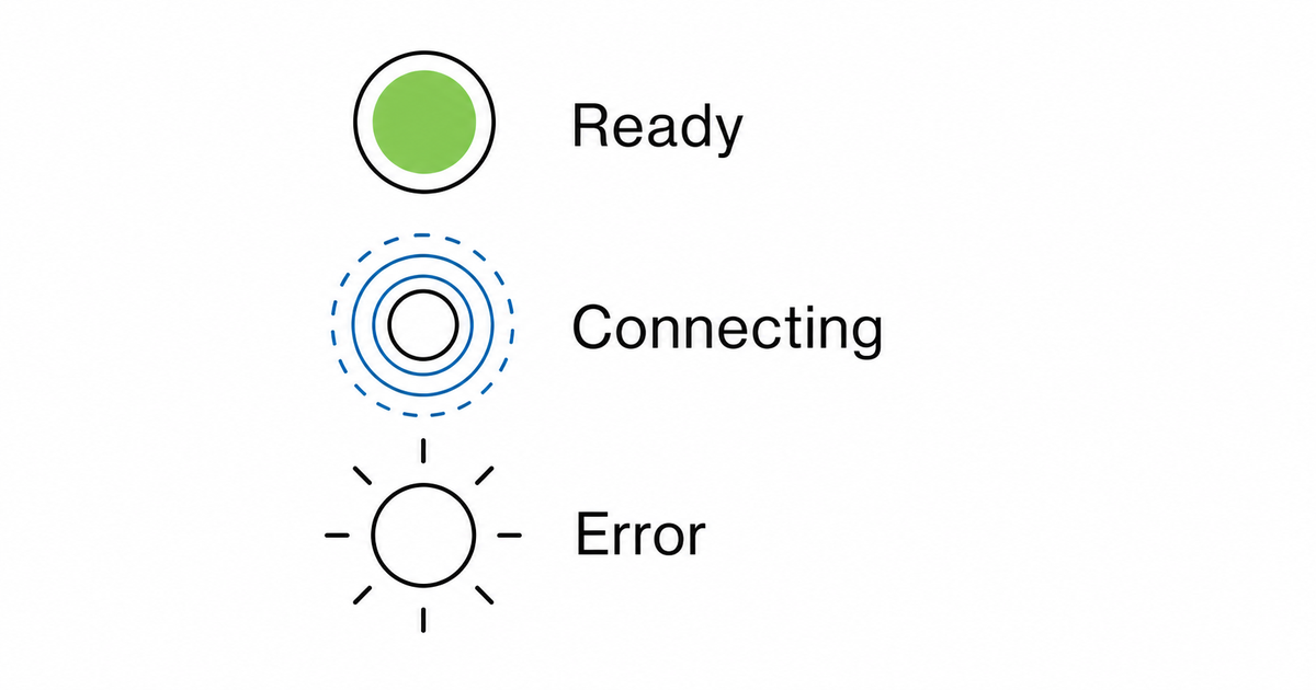 A status-light legend panel for a quick start guide