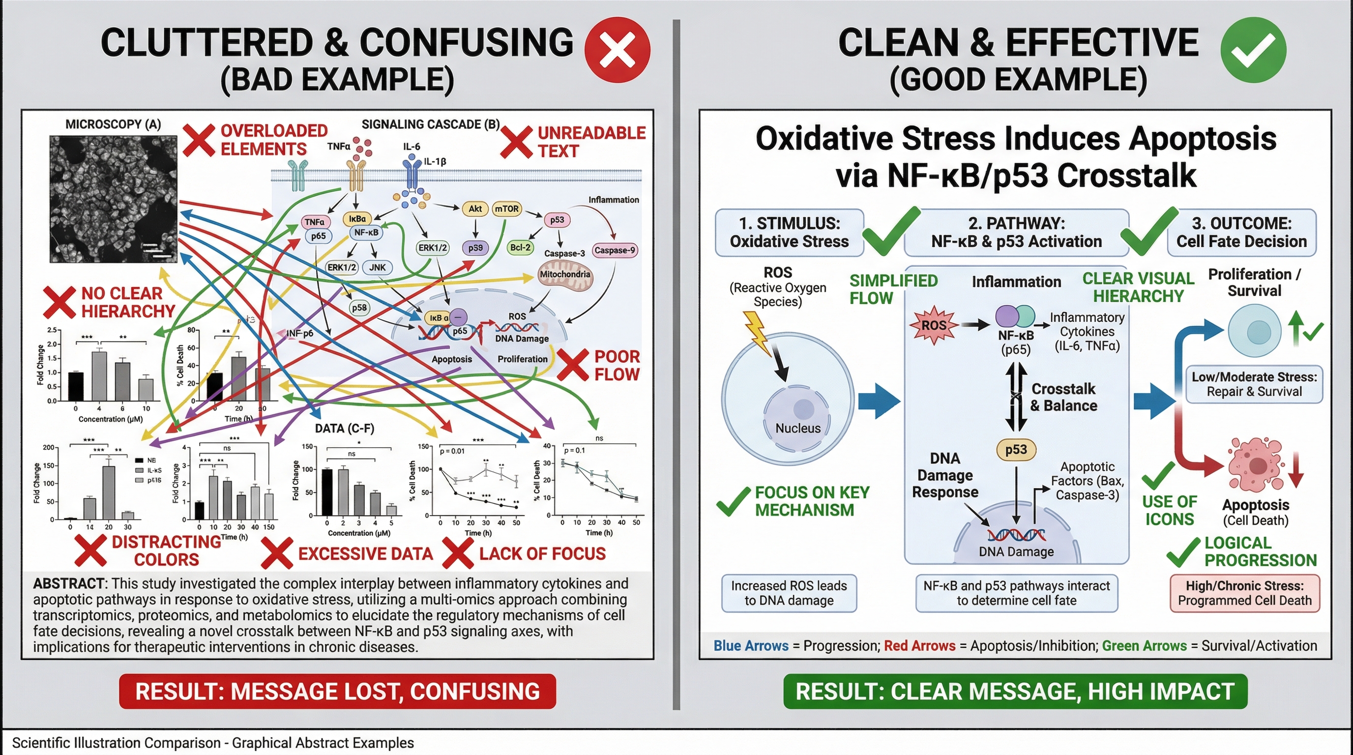 Good vs bad graphical abstract comparison