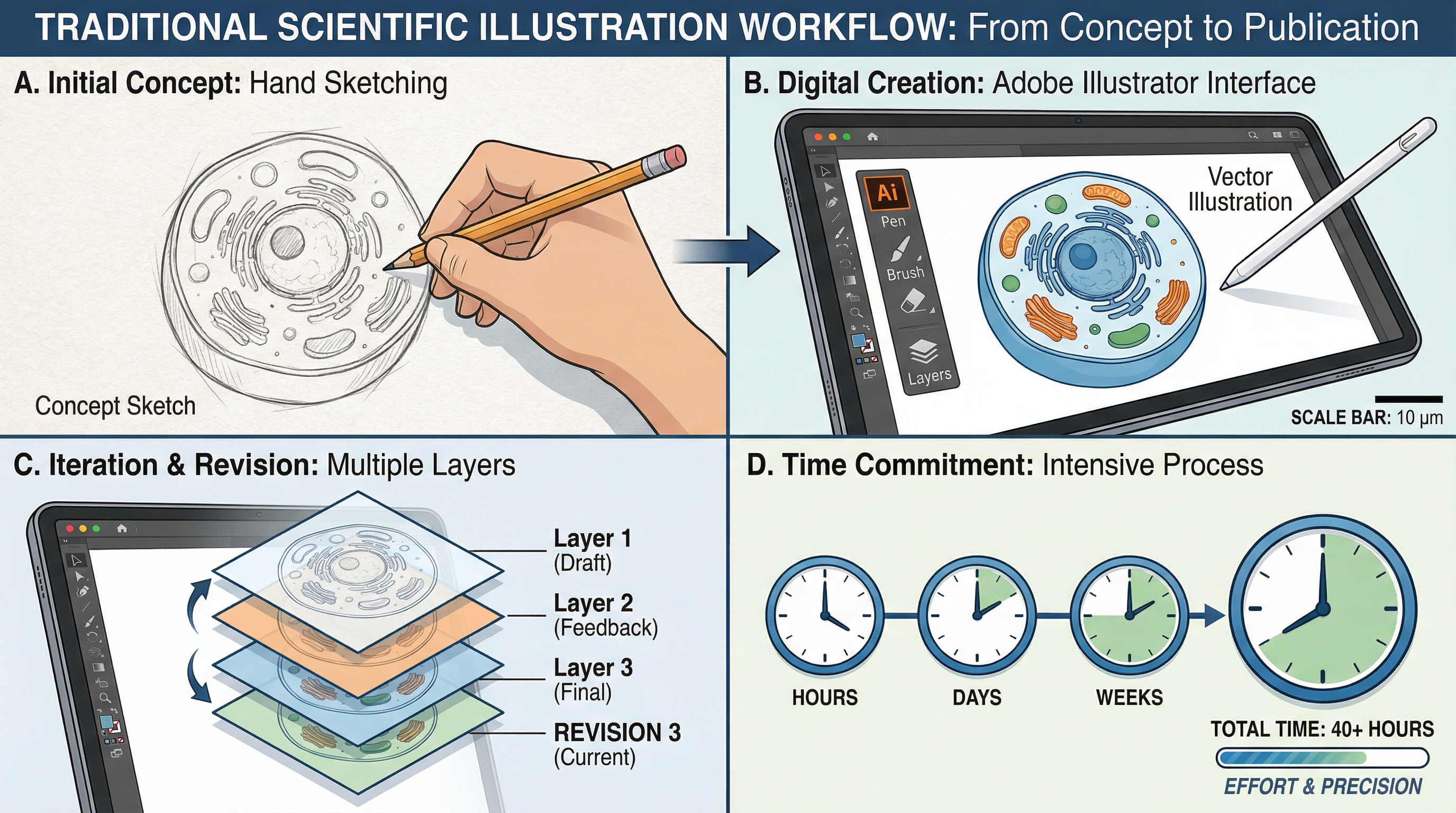 Traditional scientific illustration workflow