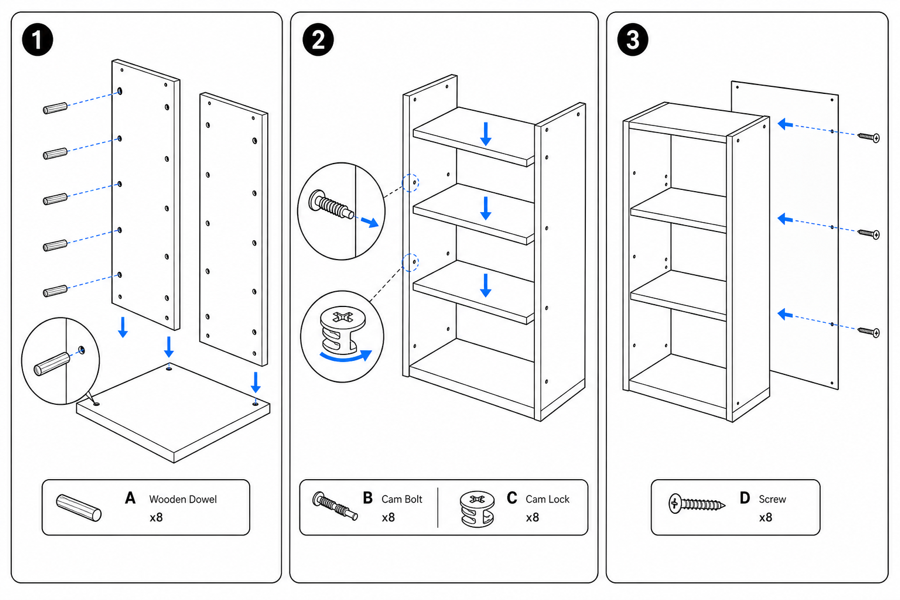 Create clear furniture assembly instructions