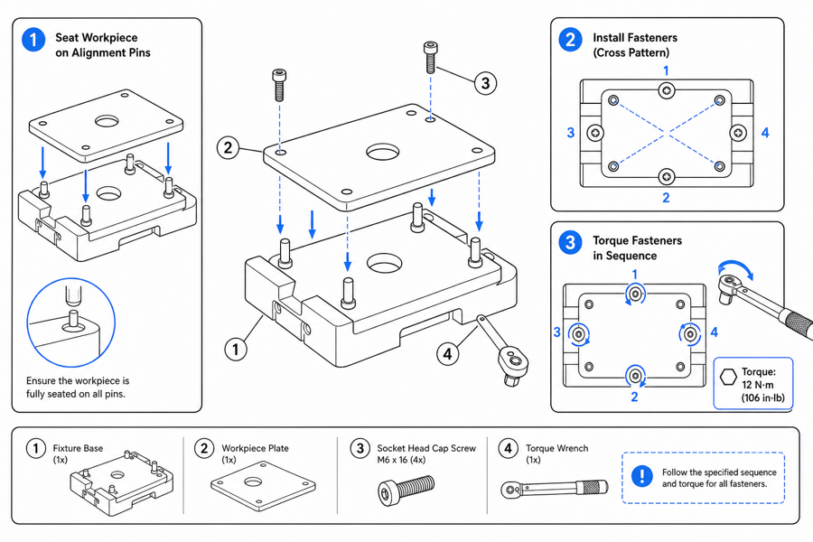 Manufacturing work instructions, illustrated step by step