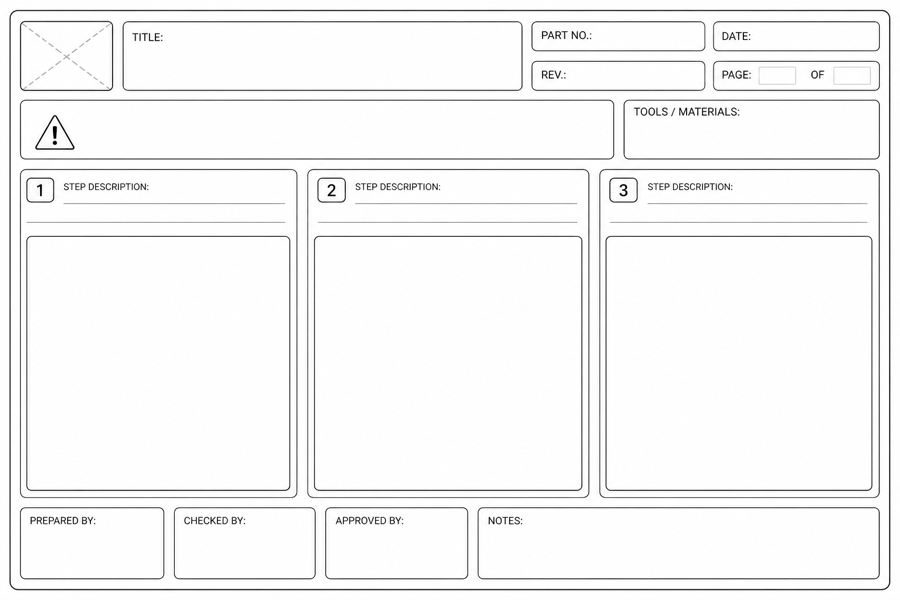 A work instruction template that fills in the visuals — input