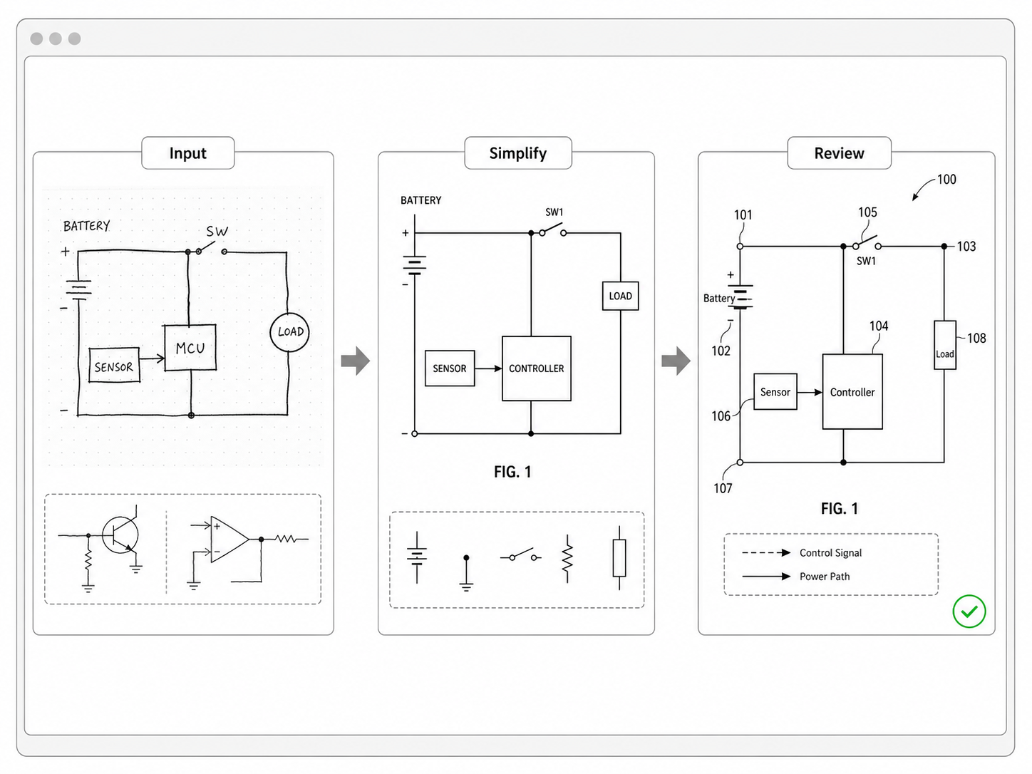 Circuit Patent Drawing Generator workflow example