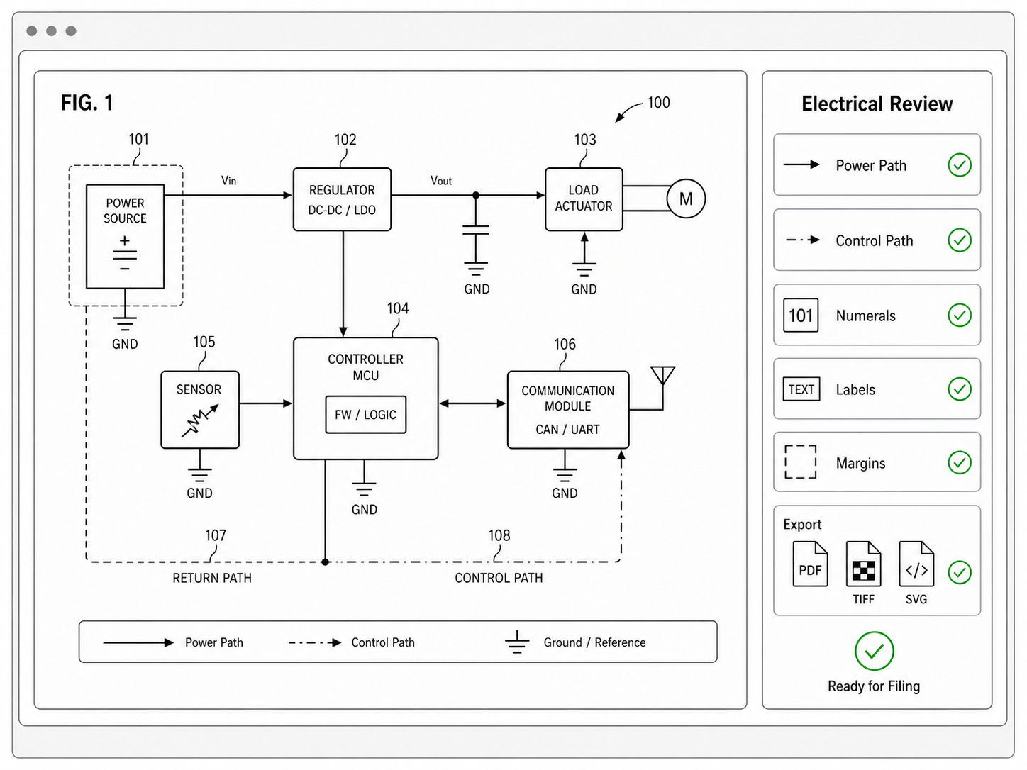 Electrical Patent Diagram Generator compliance review example