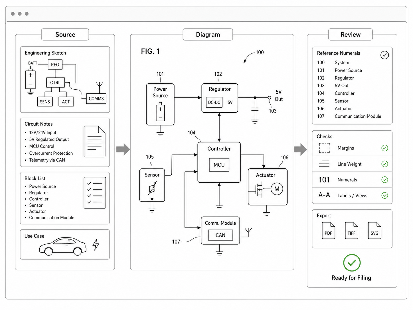 Electrical Patent Diagram Generator workflow example