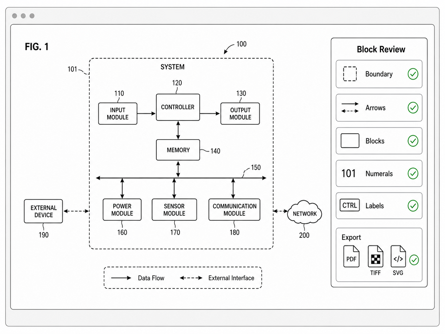 Patent Block Diagram Generator compliance review example