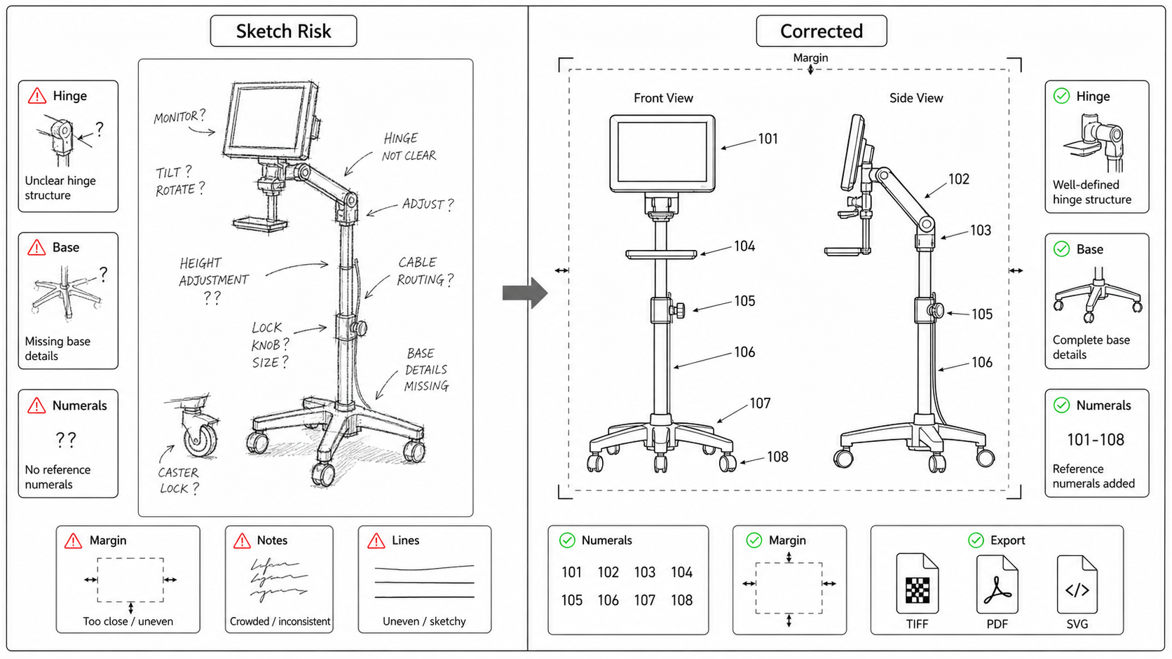 Sketch To Patent Drawing AI review workflow