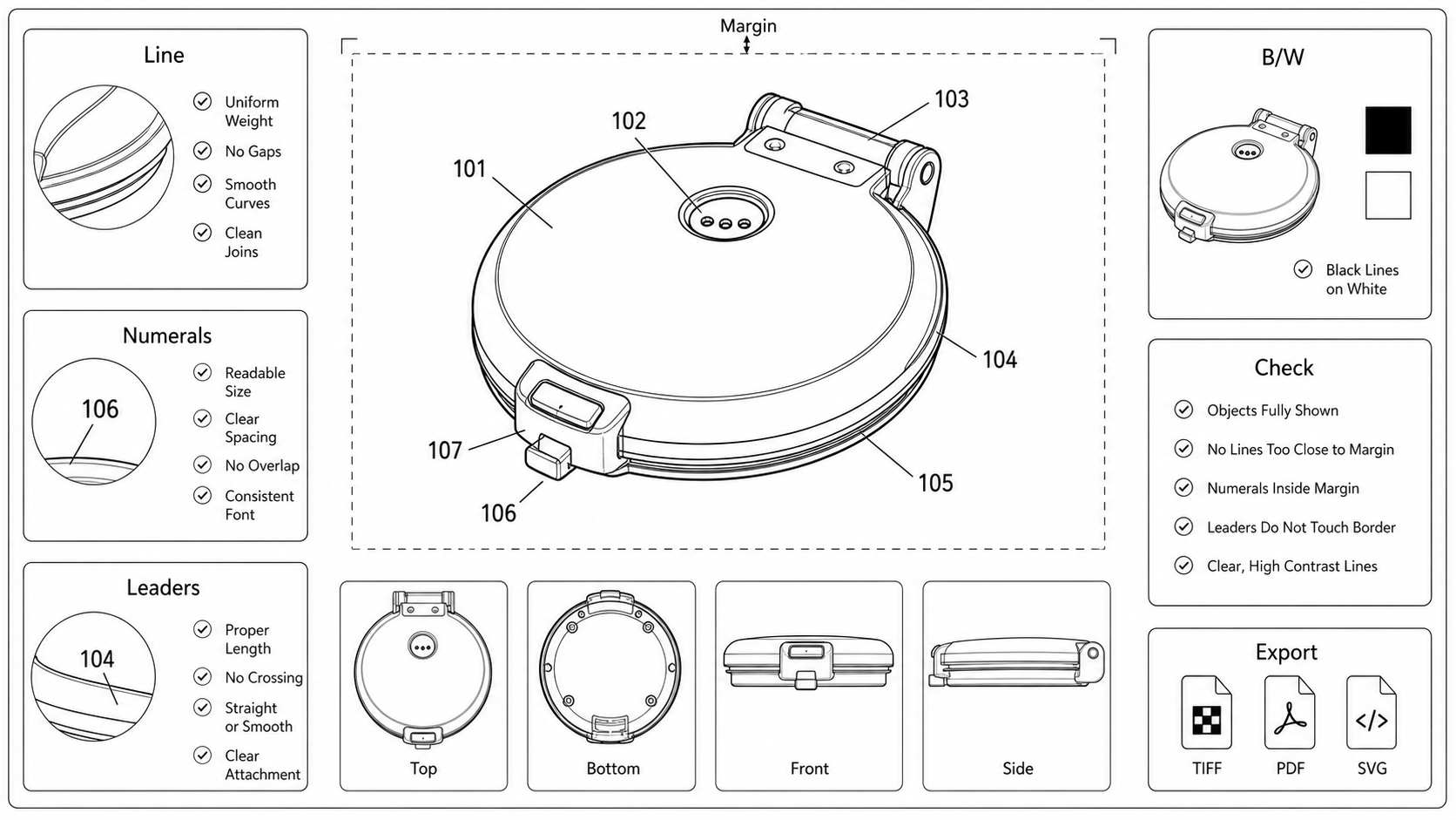 Patent drawing compliance review layout