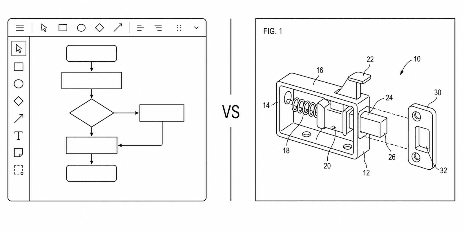 PatentFig AI vs SmartDraw — 专利专用 AI vs 通用图表软件。