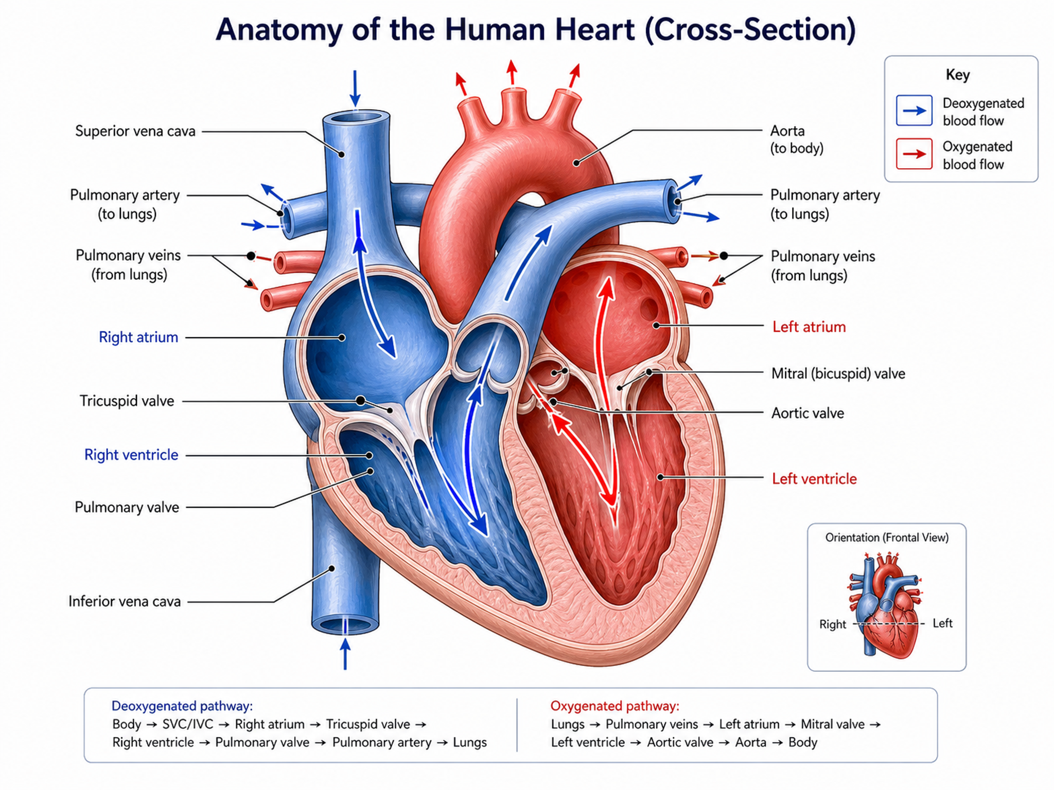 Illustrazione Anatomica — Figura anatomica etichettata per pubblicazioni e libri di testo di medicina, fisiologia e anatomia.